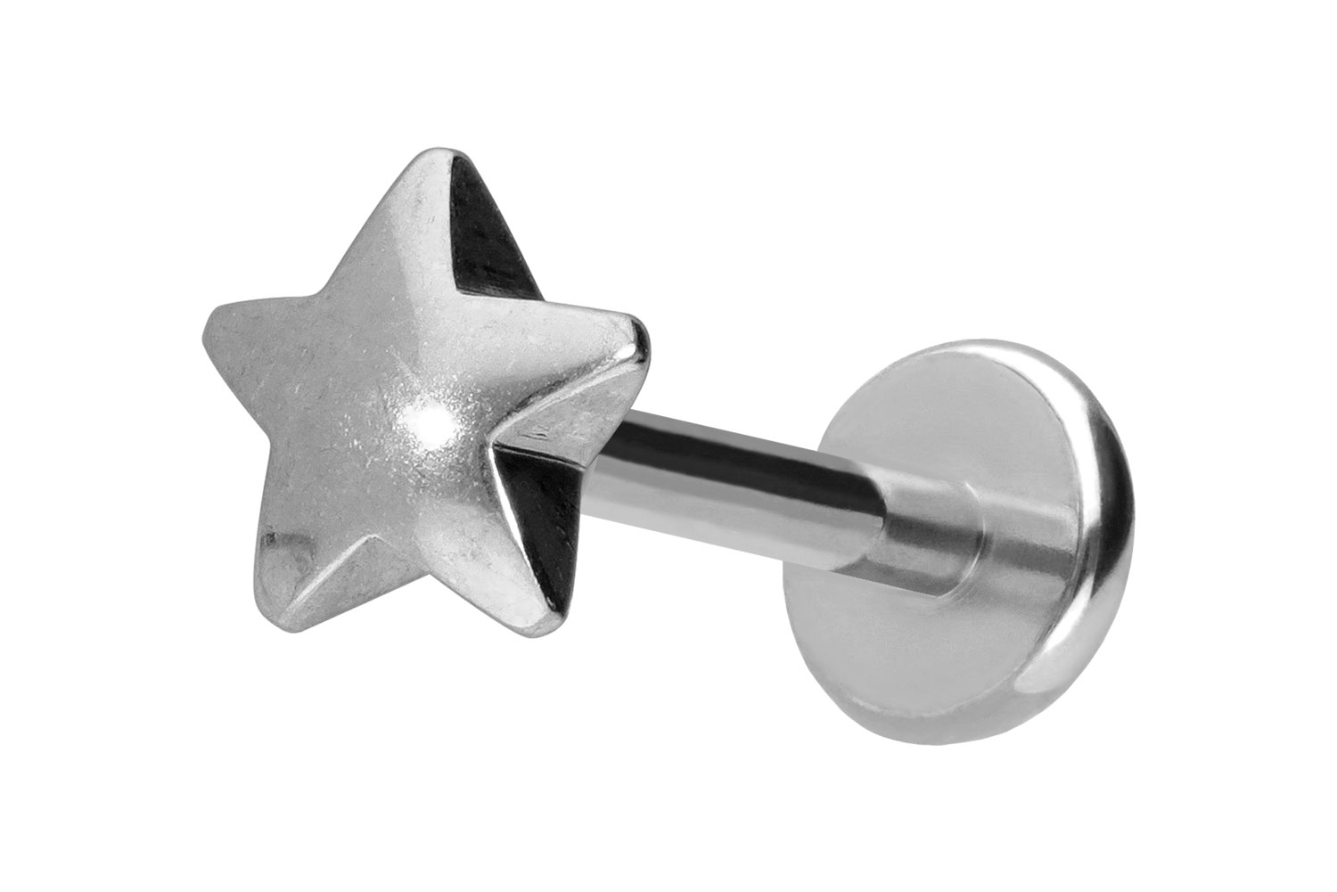 Titan Labret Piercing mit Push Fit STERN